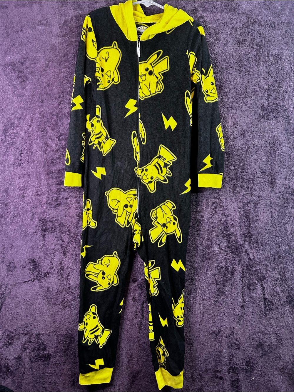Pokemon Black and Yellow Pikachu Hooded Kids Onesie Pajamas
